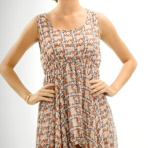 NEW!! CUTE! Butterfly print empire waist chiffon dress High Low Uneven Hem
